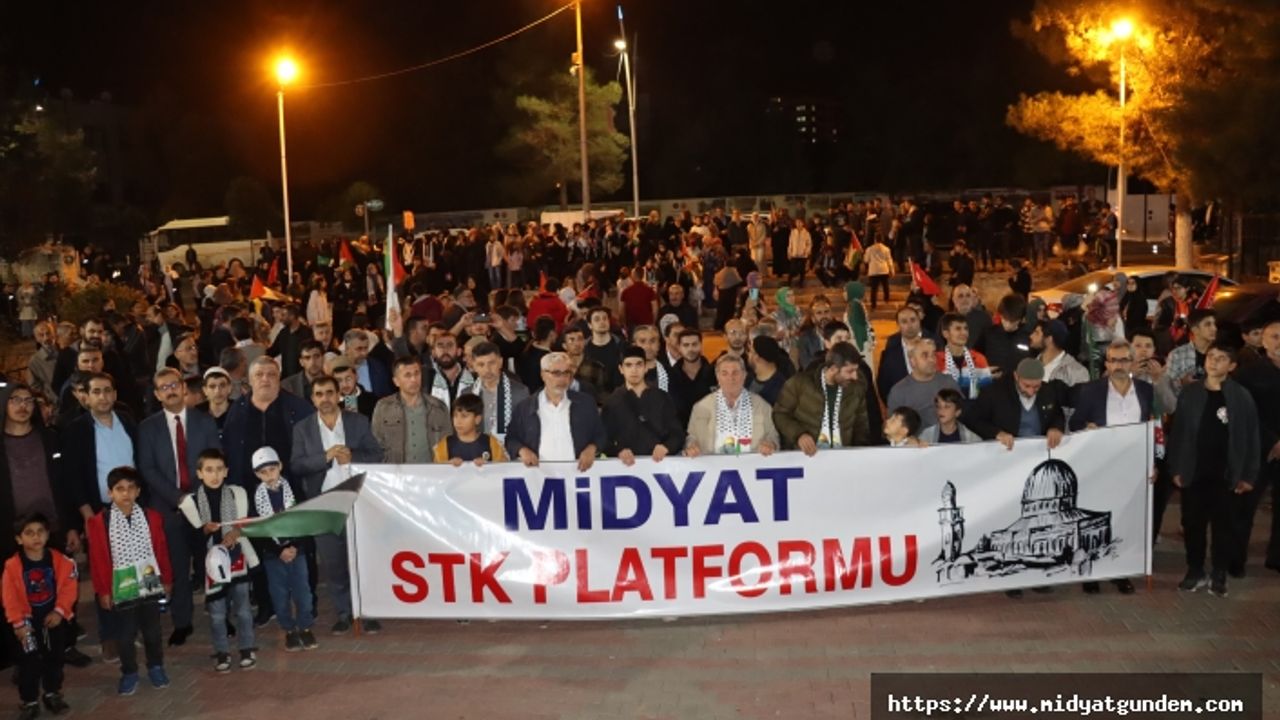 Midyat'ta Gazze'ye Destek Yürüyüşü Yapıldı