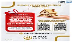 Midyat’ta Emlak ve Çevre Temizlik Vergisi İçin Son Gün 30 Kasım