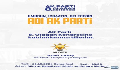 AK Parti Midyat ilçe kongresi bugün yapılacak