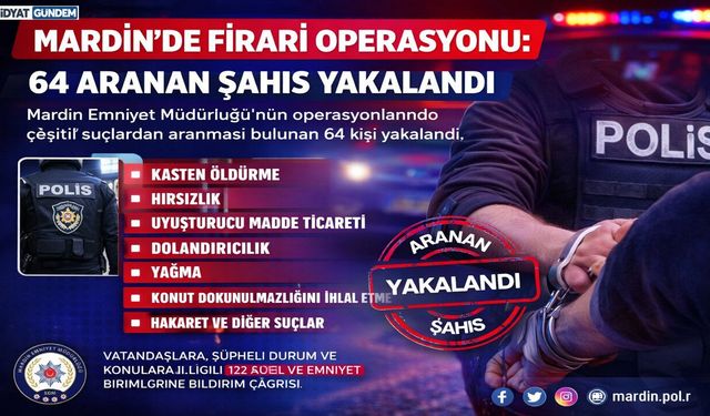 Son dakika haberi... Mardin’de Firari Operasyonu: 64 Aranan Şahıs Yakalandı