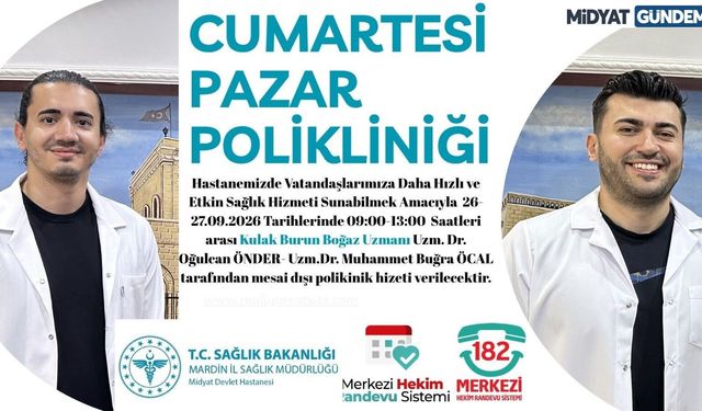 Midyat Devlet Hastanesi’nde Hafta Sonu KBB Hizmeti