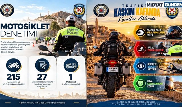 Mardin’de Motosiklet Denetimi: 27 Sürücüye Ceza