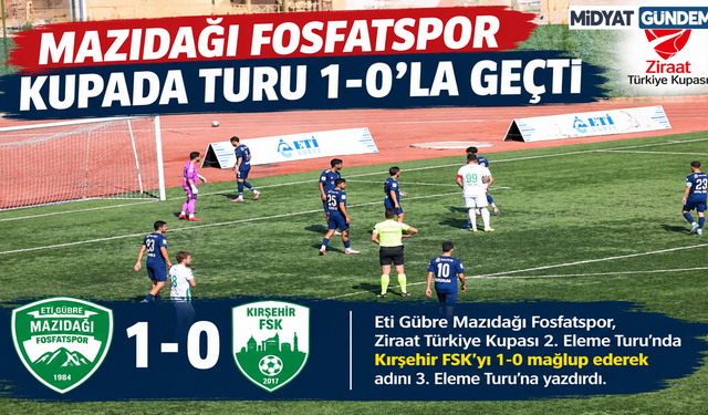 Mazıdağı Fosfatspor Kupada Turu 1-0’la Geçti