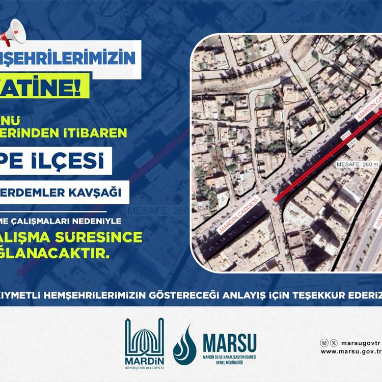 Erdemler Kavşağı’nda İçme Suyu Çalışması Nedeniyle Trafik Kontrollü Sağlanacak