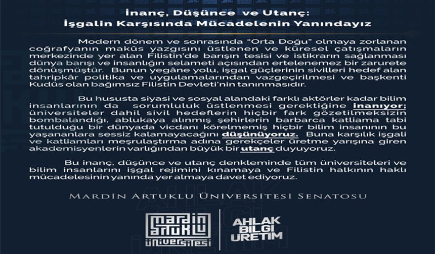 Mardin Artuklu Üniversitesi, Filistin Mücadelesinin Yanında