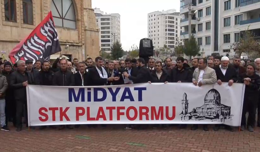 İsrail'in Gazze’ye yönelik saldırıları Midyat’ta protesto edildi
