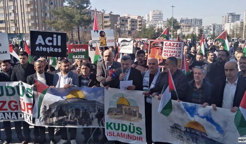 Mardin'de İsrail'in Gazze'ye saldırıları protesto edildi