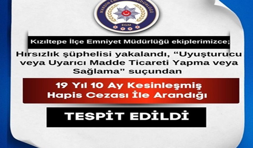 Kızıltepe’de 19 Yıllık Hapis Cezalı Hırsız Yakalandı