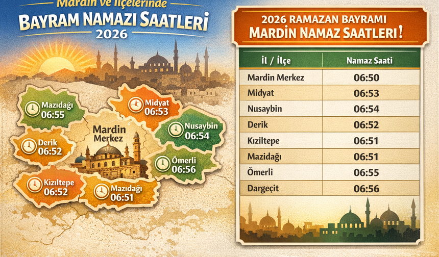 Mardin ve İlçelerinde Bayramı Namazı Saatleri