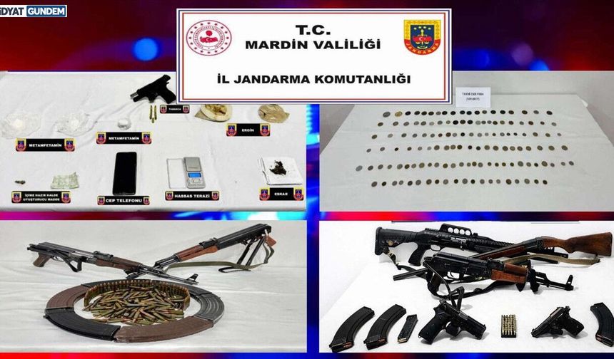 Mardin'de, Silah, Uyuşturucu ve Tarihi Eser Ele Geçirildi