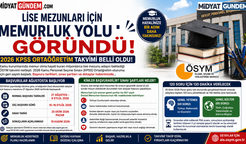 Lise Mezunları İçin 2026 KPSS Ortaöğretim Takvimi Belli Oldu!