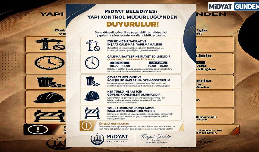 Midyat Belediyesi’nden inşaat ve tadilat çalışmalarına ilişkin uyarı