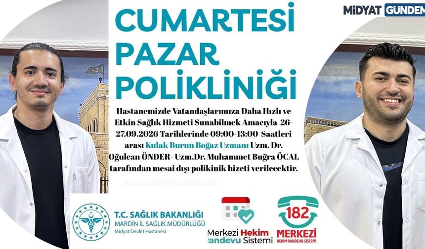 Midyat Devlet Hastanesi’nde Hafta Sonu KBB Hizmeti