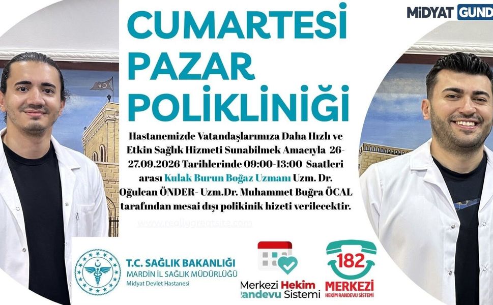 Midyat Devlet Hastanesi’nde Hafta Sonu KBB Hizmeti