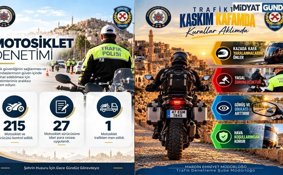 Mardin’de Motosiklet Denetimi: 27 Sürücüye Ceza