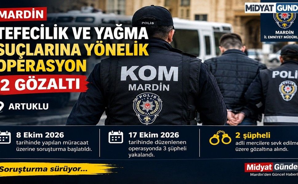 Mardin’de Tefecilik ve Yağma Operasyonu: 2 Gözaltı