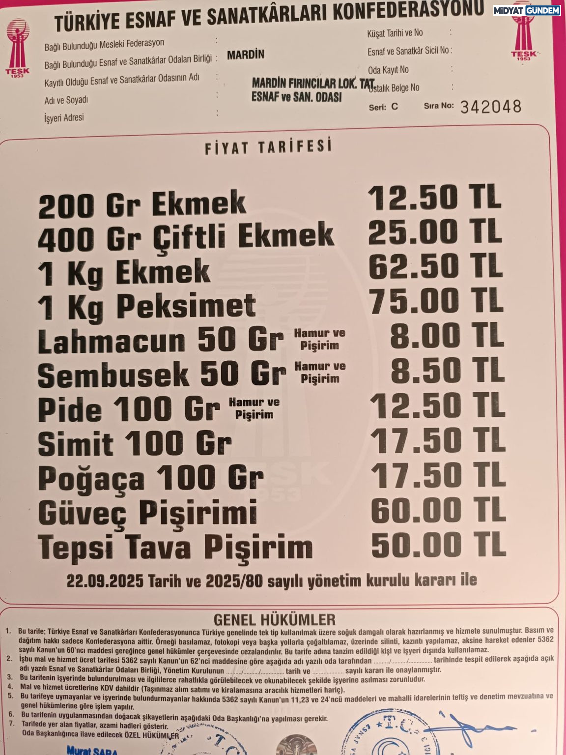 Mardin’de Ekmeğe Büyük Zam %25 Artış Yürürlükte-1