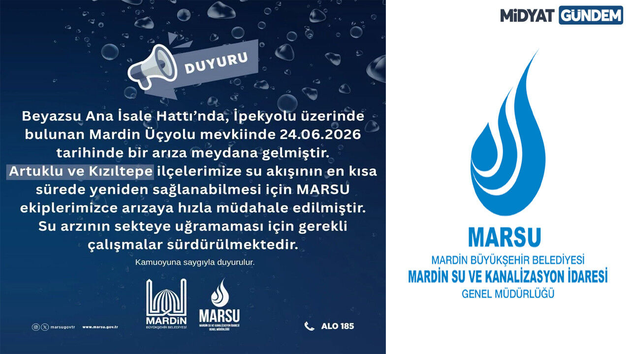 Mardin’de Ana İsale Hattında Arıza