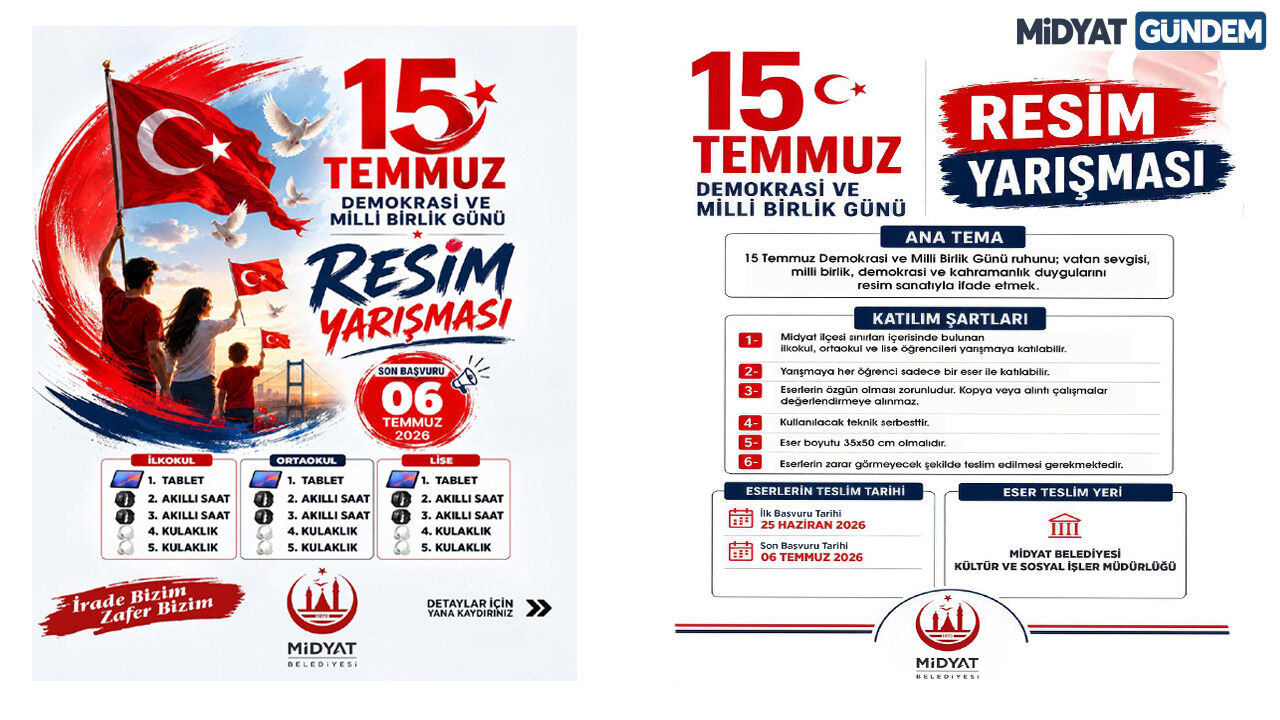 Midyat Belediyesi’nden 15 Temmuz Temalı Ödüllü Resim Yarışması