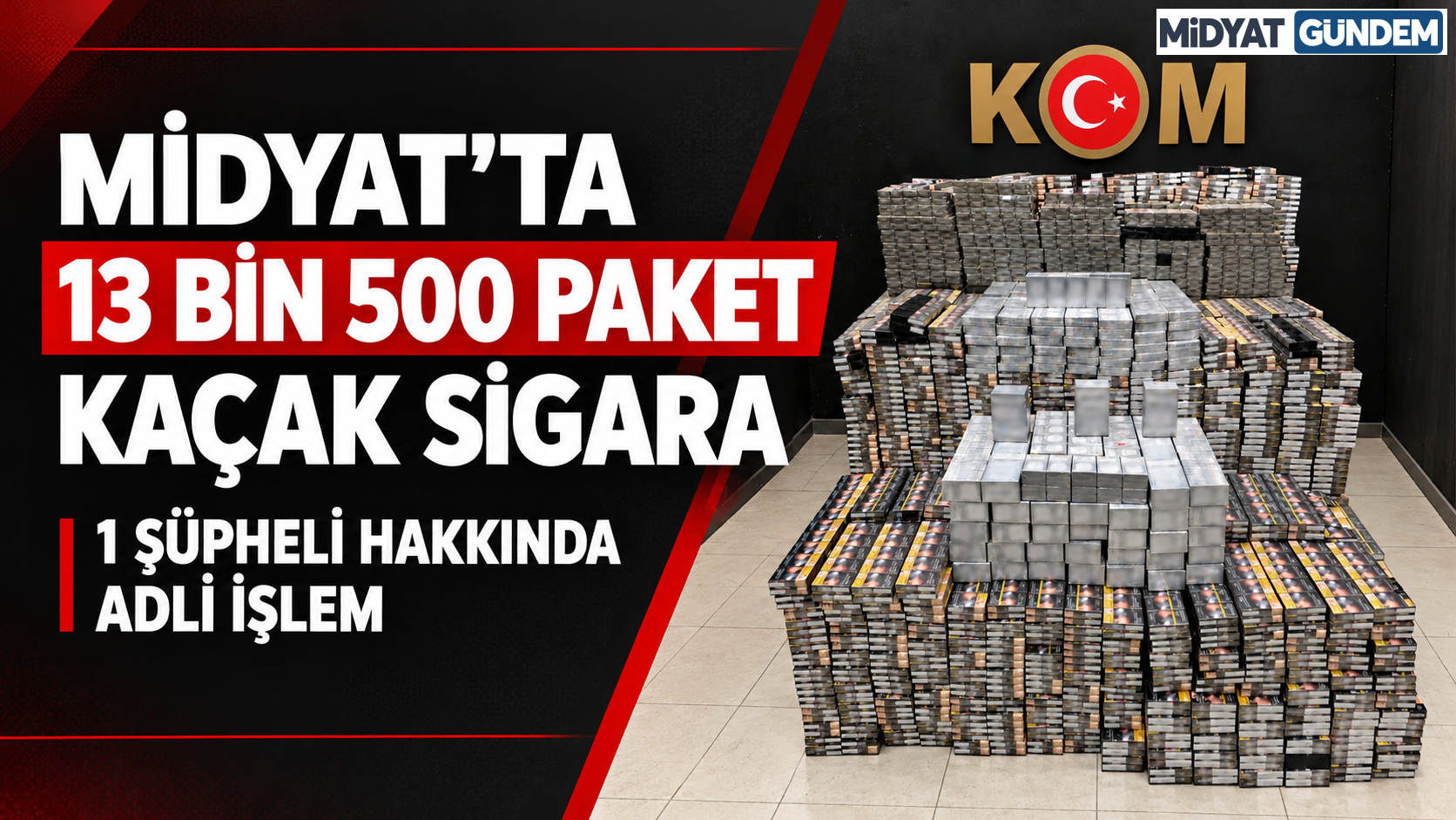 Midyat’ta 13 Bin 500 Paket Kaçak Sigara Ele Geçirildi